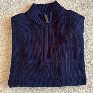 Izod Premium Essentials Textured 1/4 Zip Sweater, Men’s Large, Dark Blue
